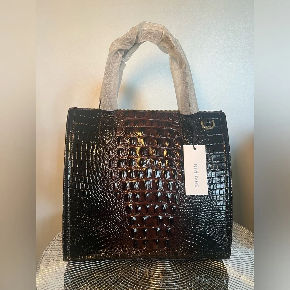 ❌SOLD❌BRAHMIN | Caroline Cocoa Ombré Melbourne Satchel Handbag - Picture 2 of 3
